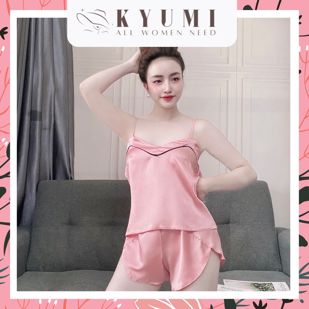 Đồ ngủ sexy đồ ngủ 2 dây viền ngực KYUMI OFFICIAL, chất liệu lụa satin mềm mịn mát, freesize 40-60kg tùy chiều cao 033 | BigBuy360 - bigbuy360.vn