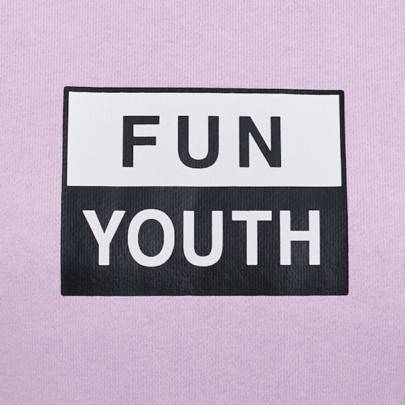 Áo nỉ da cá cổ tròn bé gái tuổi teen phối màu dễ thương Fun Youth của GU - Nhật