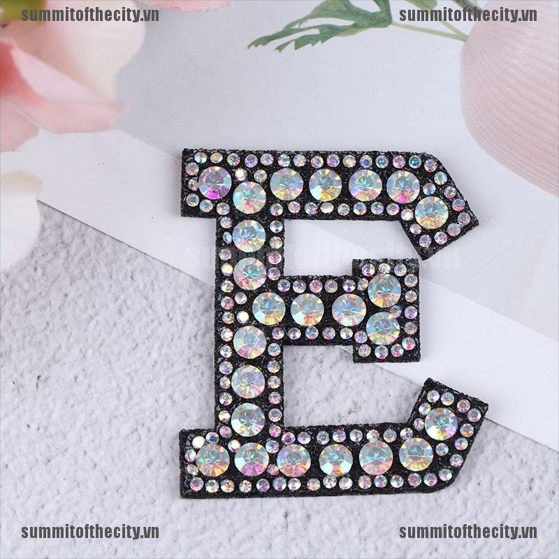 SUN A-Z Letter Rhinestone Patch Iron-on Patches Garment Applique Clothing Stickers VN