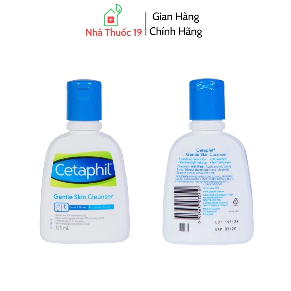 Sữa Rửa Mặt Cetaphil Gentle Skin Cleanser Không Xà Phòng, Dịu Nhẹ Cho Làn Da Nhạy Cảm 125ml và 473ml