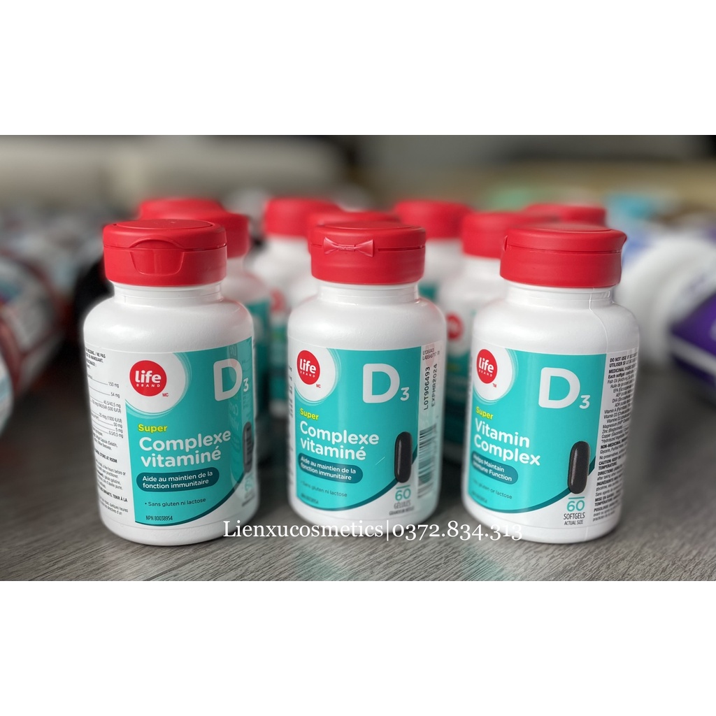 Viên uống D3 complex Life brand Canada 60 viên; HSD 2025