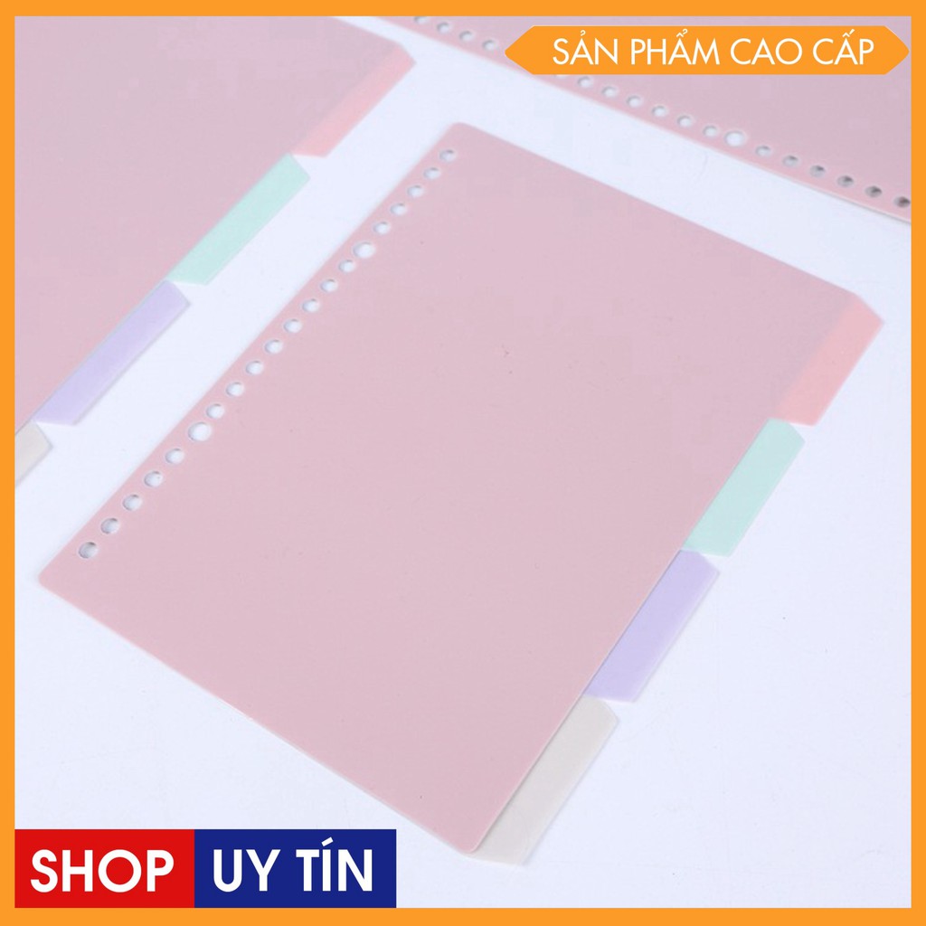 Tab phân trang chia trang chỉ mục set 4 tờ trơn màu A5 B5 A4 20 26 30 lỗ bìa phân trang sổ còng nhiều màu