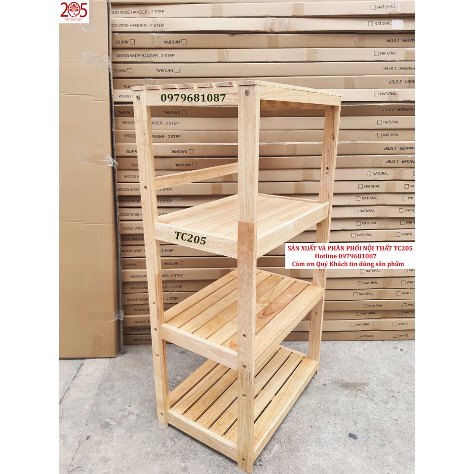 Kệ gỗ, kệ để lò vi sóng 4 tầng gỗ cao su 100% - kệ xuất khẩu HÀN QUỐC