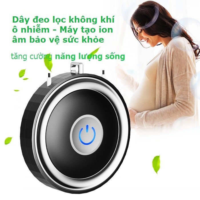 Máy lọc không khí mini đeo cổ, tạo ion âm kháng khuẩn