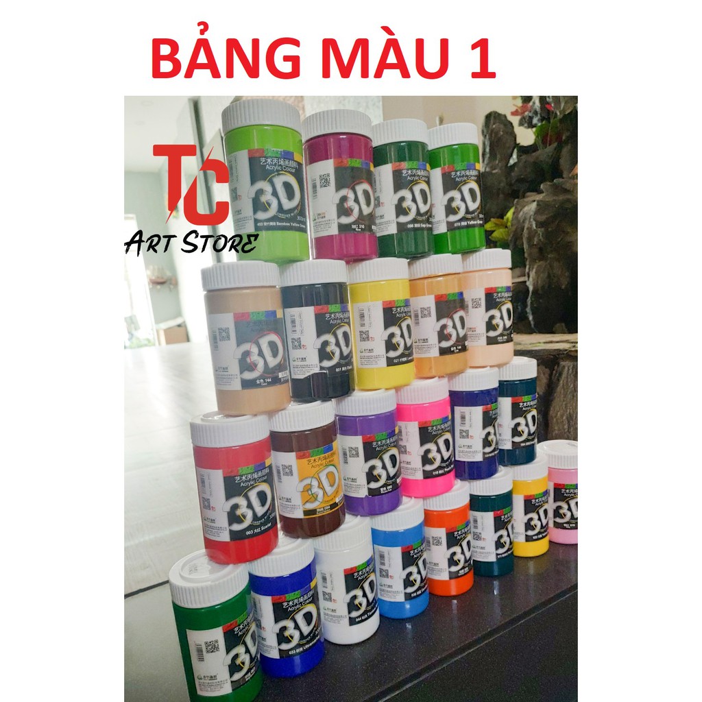 [TC Art Store] (BẢNG MÀU 2) Màu acrylic 3D - 5D 300ml - Màu vẽ tranh được trên tất cả các chất liệu