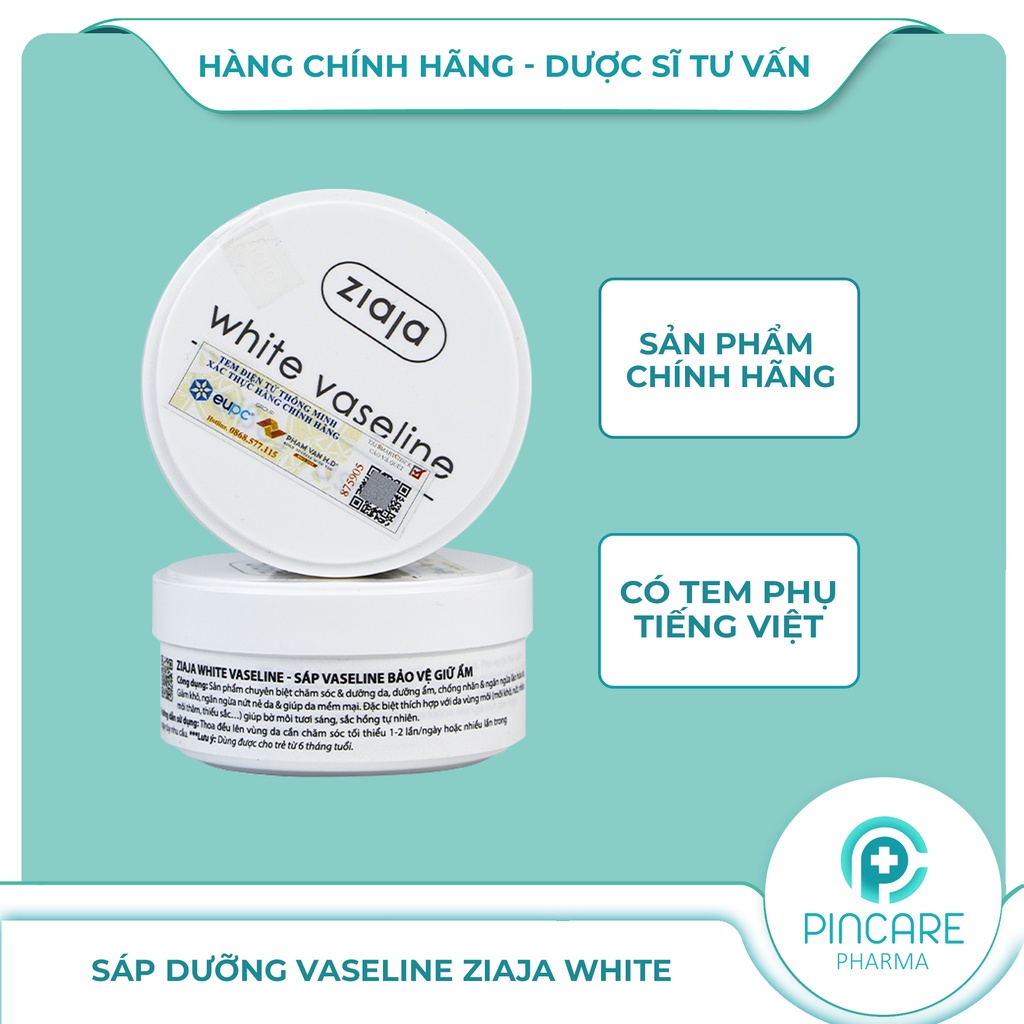 Sáp dưỡng ẩm Vaseline tái tạo da - Ziaja White Vaseline 30ml - Hàng chính hãng - Nhà thuốc PinCare