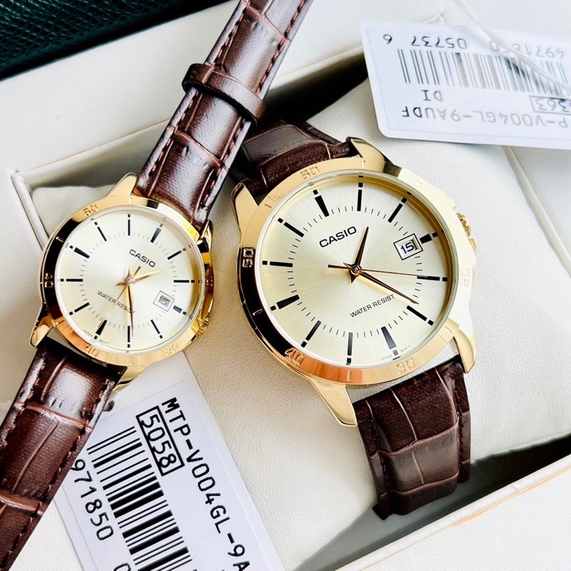 Đồng hồ Đôi Nam Nữ Casio MTP/LTP-V004L, đồng hồ chính hãng, dây da