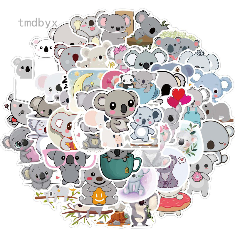 Tmdbyx Bộ 50 Miếng Dán Hình Gấu Koala Dễ Thương 100% Vinyl