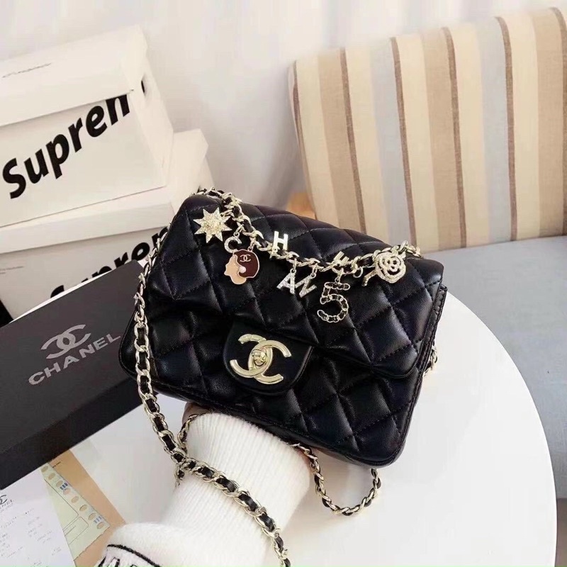 Túi đeo chéo nữ cn classic 5 kèm phụ kiện đính đá hàng Super