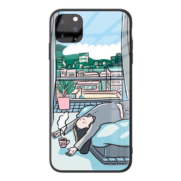 Ốp lưng iphone 6, 7, 8 Plus, X, XS, XR, XSMAX, 11, 11PRO, 11 PROMAX, 12, 13 PROMAX thiếu nữ NẰM NGỦ BẰNG KÍNH PKVN