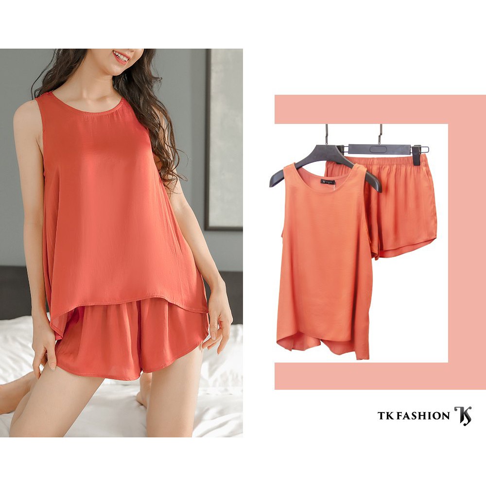 Bộ đồ ngủ nữ mặc nhà Pyjama, set bộ nữ vải lụa hàn cao cấp từ thương hiệu TKFASHION BD12