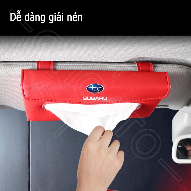 GTIOATO Tấm Che Nắng Ô Tô Hộp Đựng Khăn Giấy Ô Tô Da HộP ĐựNg GiấY TrêN Xe Ô Tô HộP ĐựNg GiấY ĂN TrêN Ô Tô HộP ĐựNg Đồ TrêN Ô Tô Phụ Kiện Xe Hơi Cho Subaru Forester Outback XV Impreza WRX STI Levorg BRZ