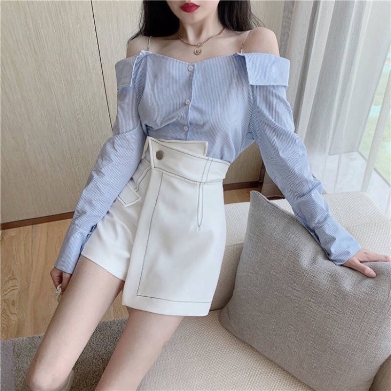 Quần short nữ giả váy chỉ nổi siêu Hot_m096 mầu trắng, babydoll ulzzang mềm nội y xanh