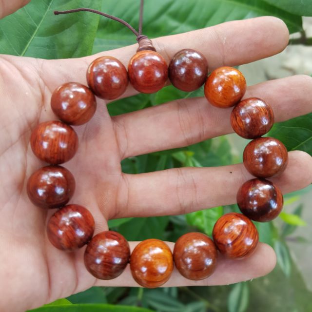 Vòng tay nam gỗ CẨM LAI - Quà lưu niệm hạt tròn 14 m m