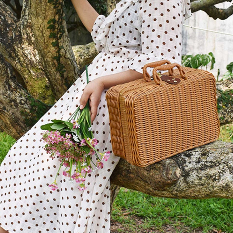 Giỏ Đan Mây Đựng Đồ Đi Dã Ngoại Tiện Lợi