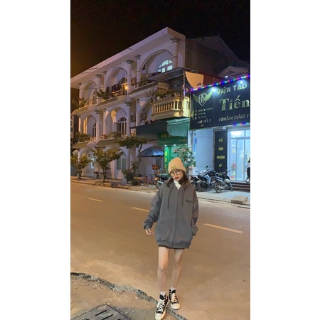 áo hoodie zip dáng rộng chữ thêu | BigBuy360 - bigbuy360.vn