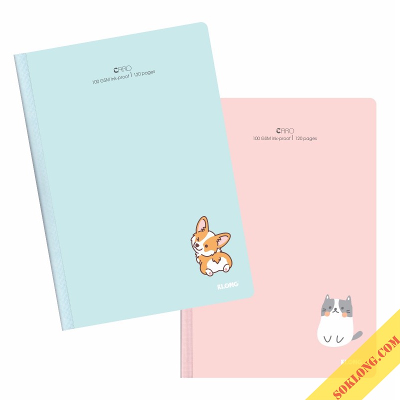 Vở B5 120 trang caro Klong MS 835 may dán gáy bìa màu Pastel [Chọn màu], sổ Klong bìa cute