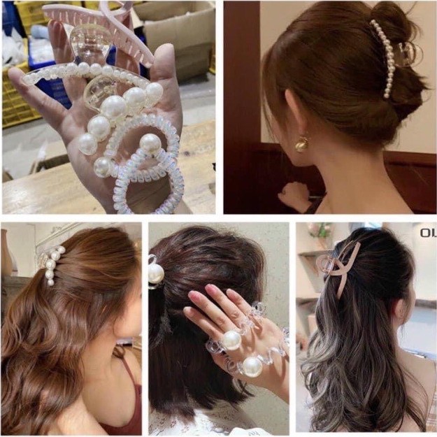 Kẹp Tóc ngọc trai nhân tạo xà cừ SET 5 Cái MẪU MỚI SIÊU HOT