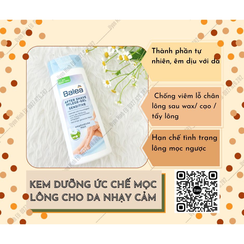 Sẵn hàng Kem dưỡng ức chế mọc lông, kem dưỡng sau wax Balea cho da nhạy cảm Đức After Shave Pflege