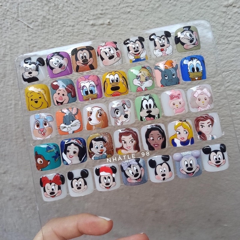 Móng Mẫu Vuông Dùng Tập Sơn, Tập Vẽ Nail, Hoạt Hình, 1 Bì 10 Thanh 240 Móng