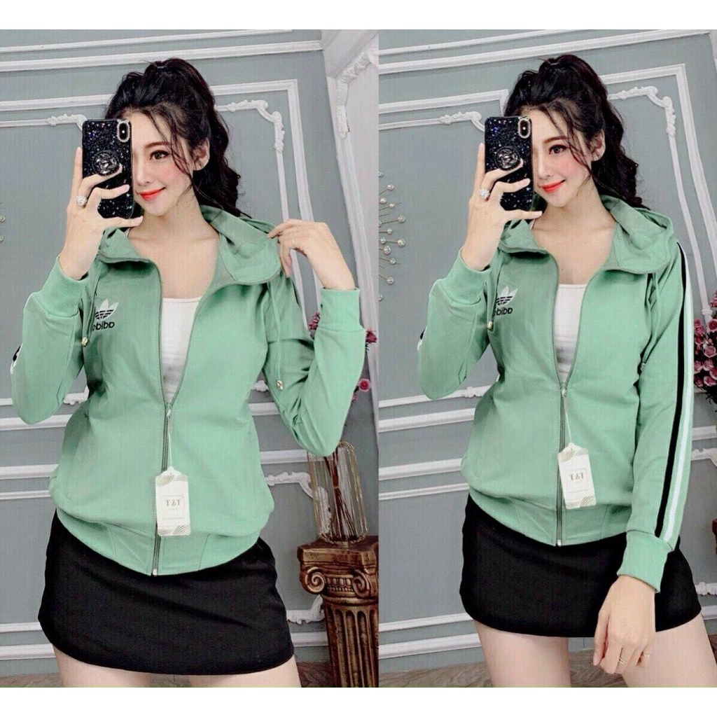 Áo Khoác Da Cá Nữ Form Chuẩn Addidas Chất Vải Mềm Mịn