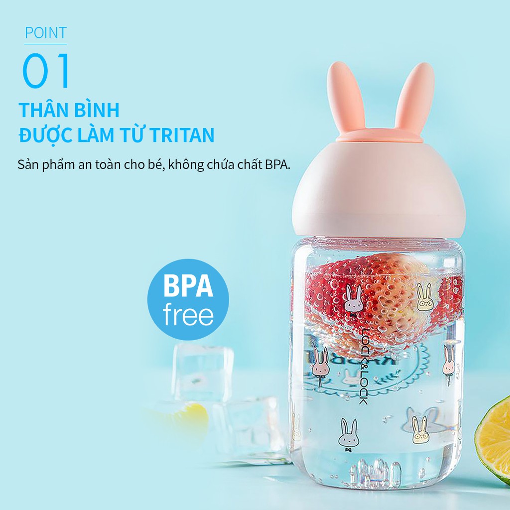 Bình nước hình tai thỏ Lock&Lock cute bottle 380ML - ABF652 (2 màu)