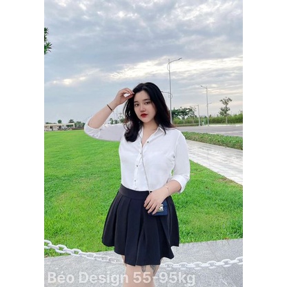 Áo bigsize nữ Béo Design Áo sơ mi dài tay công sở 51kg đến 95kg