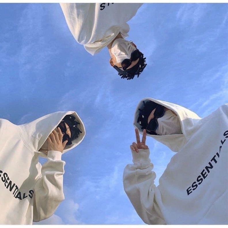 Áo hoodie Unisex chữ ESENTIALS màu đen trắng be xám đậm chất nỉ bông có mũ dài tay phong cách Ulzzang form rộng | BigBuy360 - bigbuy360.vn