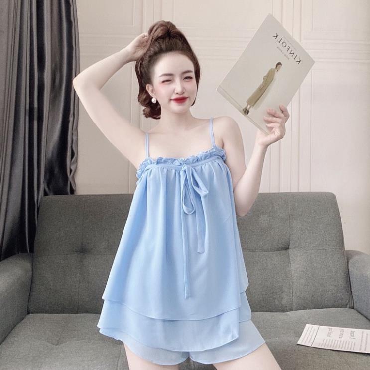 Đồ Mặc Nhà BigSize nữ ❣️FREE SHIP ❣️ Bộ Chiffon Nhún Bèo BO-05280 size 45<75 kg | BigBuy360 - bigbuy360.vn
