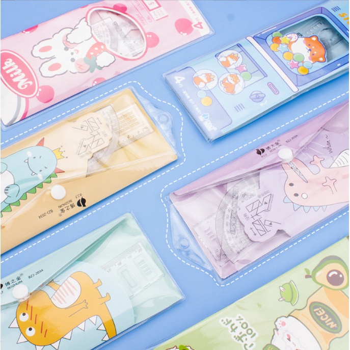 Bộ eke học tập nhựa cao cấp hình khủng long dễ thương BAG U EKEKHUNGLONG14