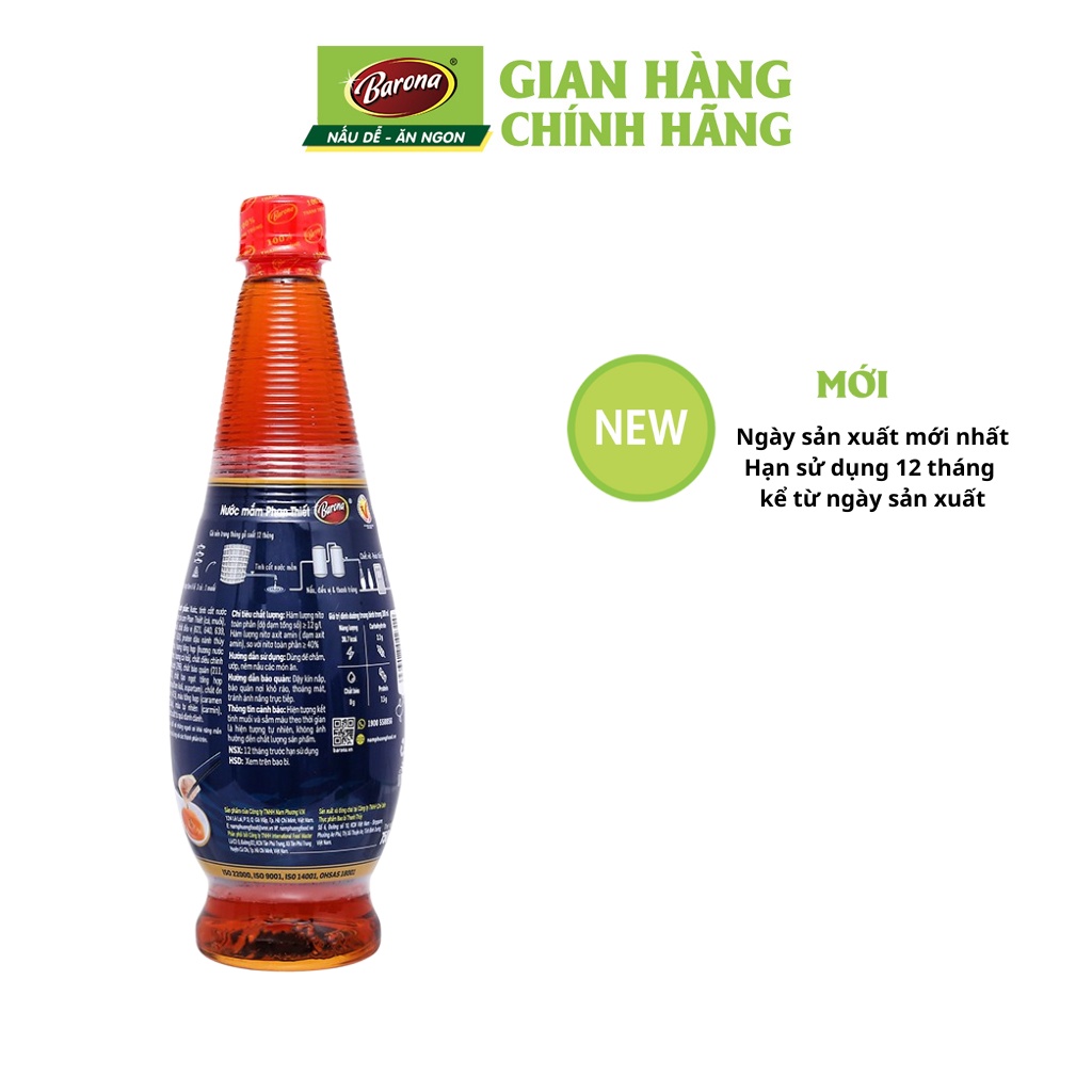 Combo 2 chai Nước Mắm Phan Thiết Barona 12 độ đạm - 750ml
