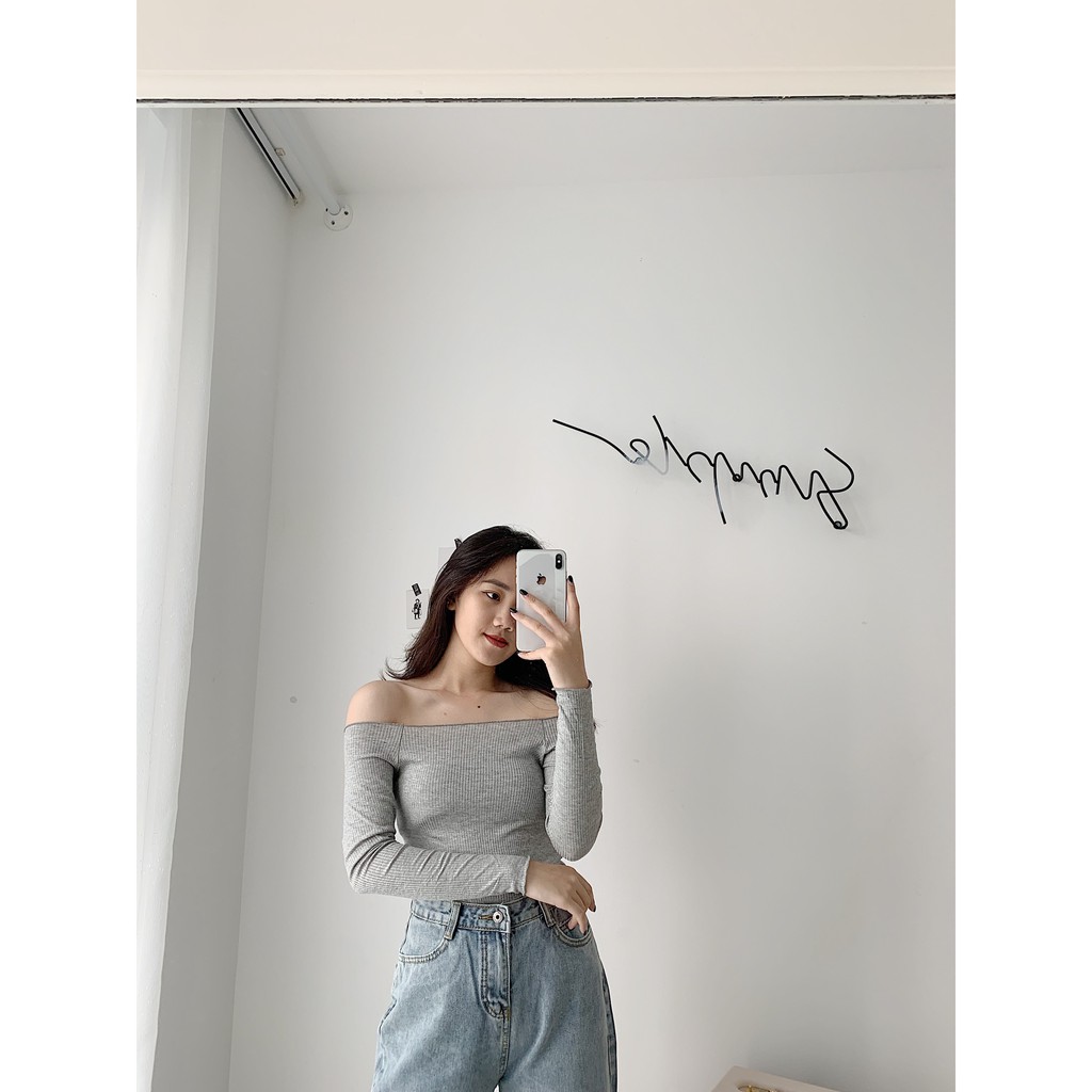 Áo trễ vai thun gân dài tay TKP70 1994closet