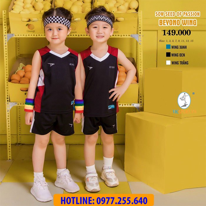 Quần Áo Bóng Rổ Trẻ Em Không Logo BEYONO WING Màu Trắng Cao Cấp Cực Xịn Cho Bé - Vicsport