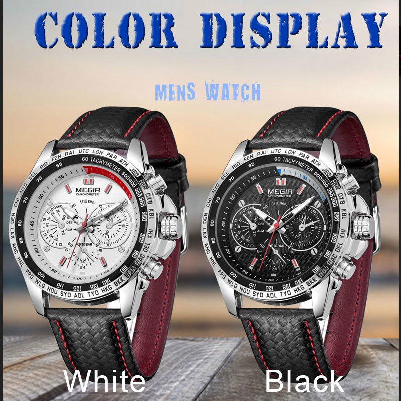 MEGIR 1010 quartz Men's Fashion Watches Chronograph Glowing Clock Hours Men's Wrist Watches Waterproof