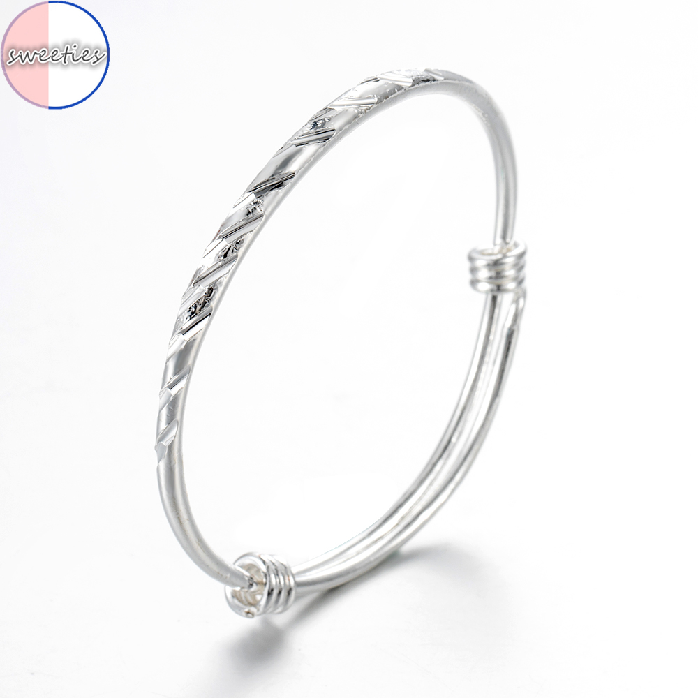 Vòng tay bạc may mắn phong cách cổ điển có thể điều chỉnh thời trang dành cho nữ