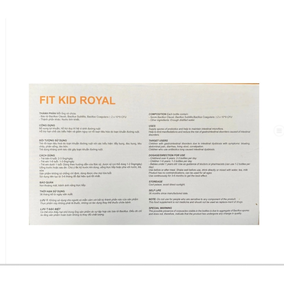 Men vi sinh FIT KID ROYAL – Chứa bào tử lợi khuẩn cao cấp hỗ trợ giúp bé ăn ngon