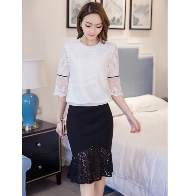 Set công sở áo và váy đuôi cá tb0353