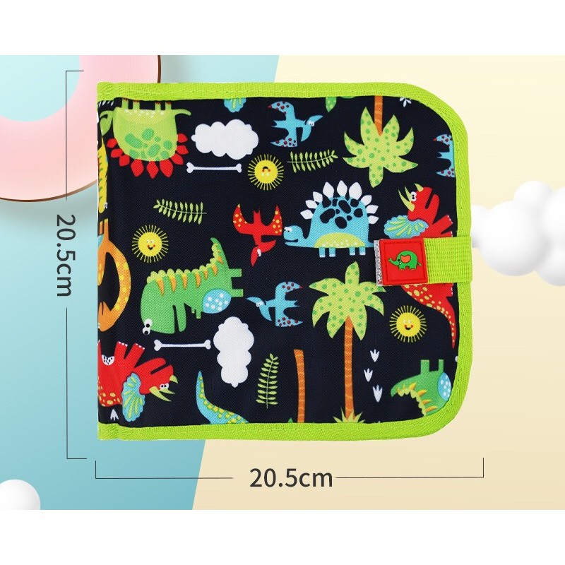 Đồ Dùng Cho Bé, Sách Vải Tự Xóa 14 Trang + 12 Bút Màu (Hàng loại 1) DD255