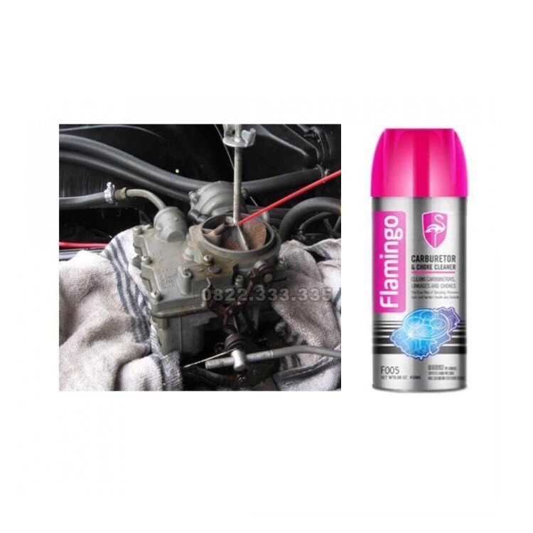 Dung dịch chế hòa khí tẩy rửa tạp chất Flamingo Carburetor &amp; Choke Cleaner (F005) 450ml chamsocxestore