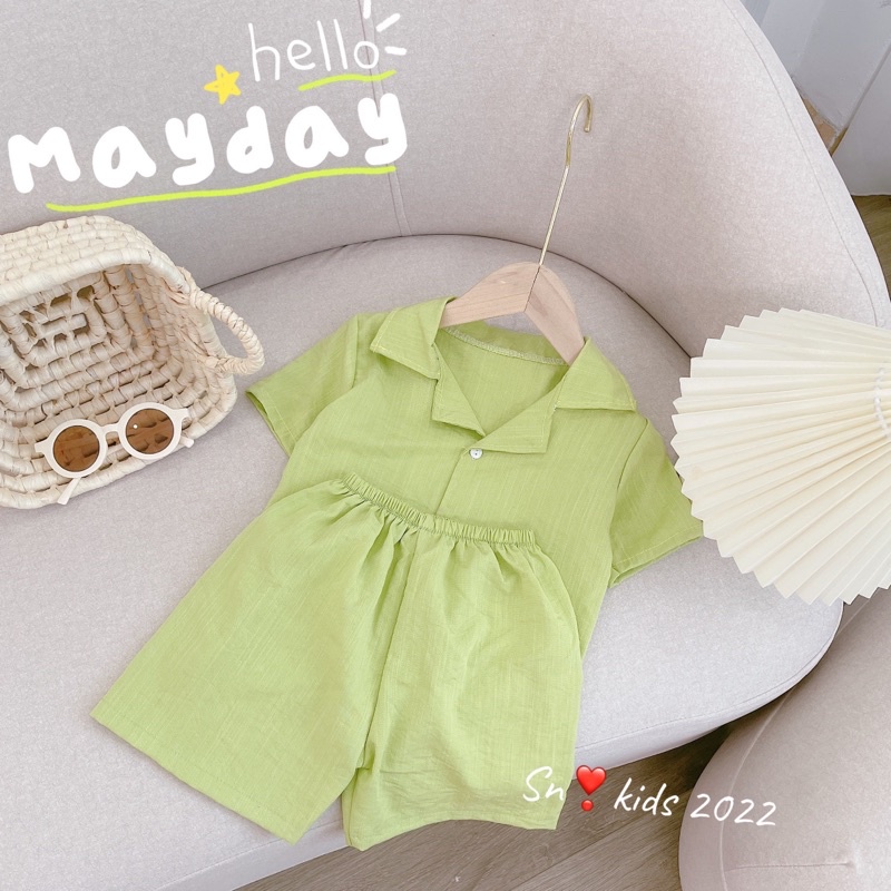 [SET BÉ TRAI] Bộ đũi trơn cổ vest đi biển cho bé trai (9-28kg)