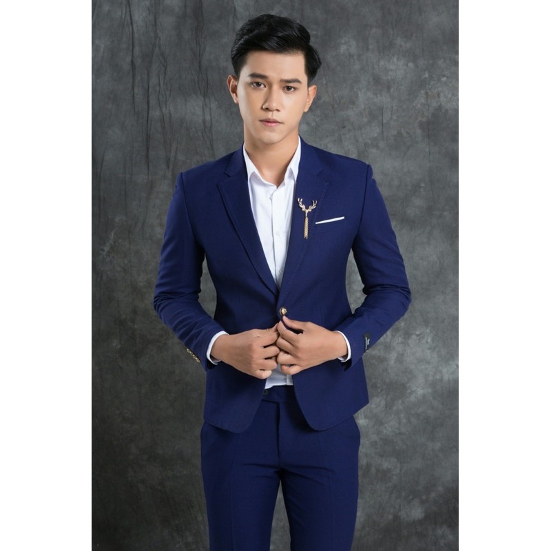 Bộ vest nam,Aó vest nam thời trang ,bộ suit màu xanh than cao cấp lịch lãm cho phái mạnh, com lê blaze