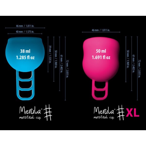 Merula Cup cốc nguyệt san từ Đức có thiết kế ngăn rò, dung tích hứng chứa lớn, 2 size Regular 38ml và XL 50m