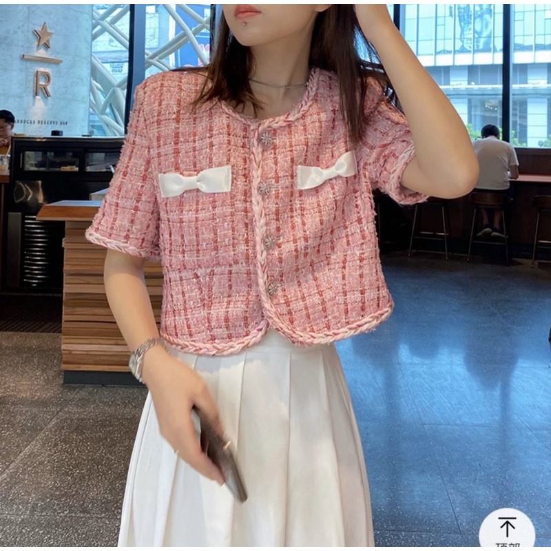 SET CROP DẠ TÚI NƠ + CHÂN VÁY MIDI XẾP LY
