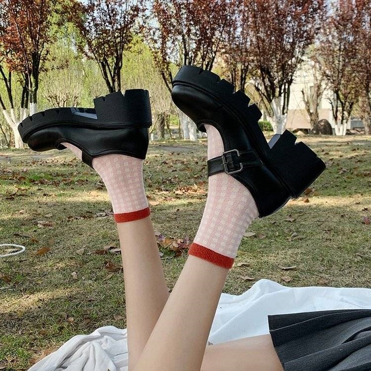 Giày Lolita nữ da bóng, da lì ulzzang phong cách Hàn quốc quai cài đế cao cá tính Luxy Shoes LX21