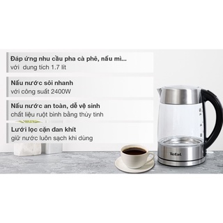Bình đun siêu tốc thủy tinh 1.7L Tefal KI772D38