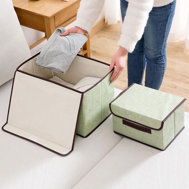 Hộp lưu trữ quần áo, đồ lót, vật dụng có nắp bằng vải cứng gấp gọn - Túi thùng đựng đồ tiện lợi