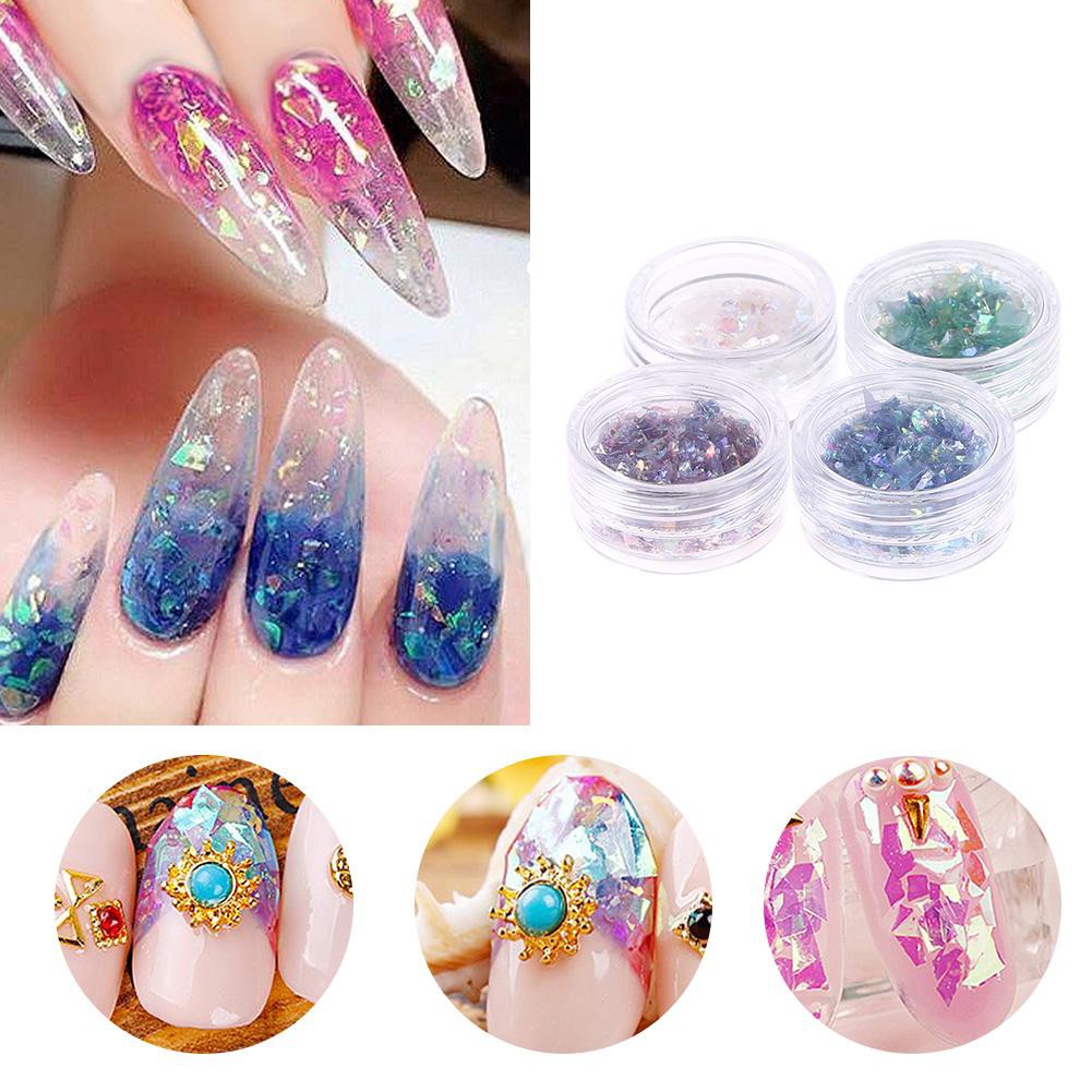4 hộp họa tiết trang trí móng nghệ thuật lấp lánh DIY