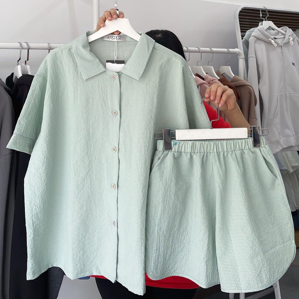 [sẵn] Set đồ ngủ caro form rộng thoáng mát (ảnh thật tại shop)