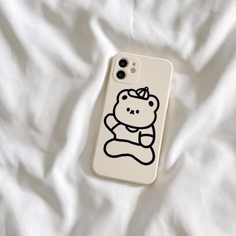Ốp lưng hình thỏ gấu tedy đơn giản cute cạnh vuông giả ip12 5/5s/6/6plus/6s/7/7plus/8/8plus/x/xr/xs/11/12/pro/ma