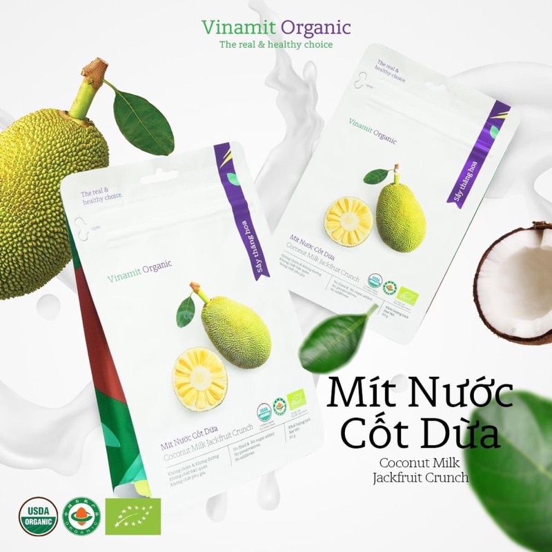 Mít sấy cốt dừa hữu cơ Vinamit 80gr